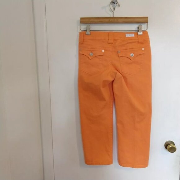 Y2K VTG Jordache Capris Crop Orange Pants Jeans 5/6 Low-Rise Stretch - Picture 4 of 7